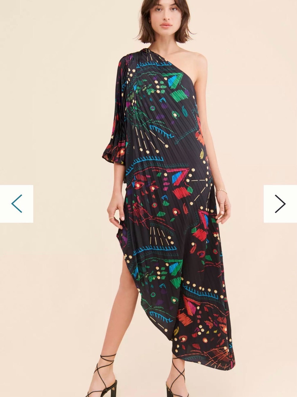 Hutch Printed One-Shoulder Gown black XSP